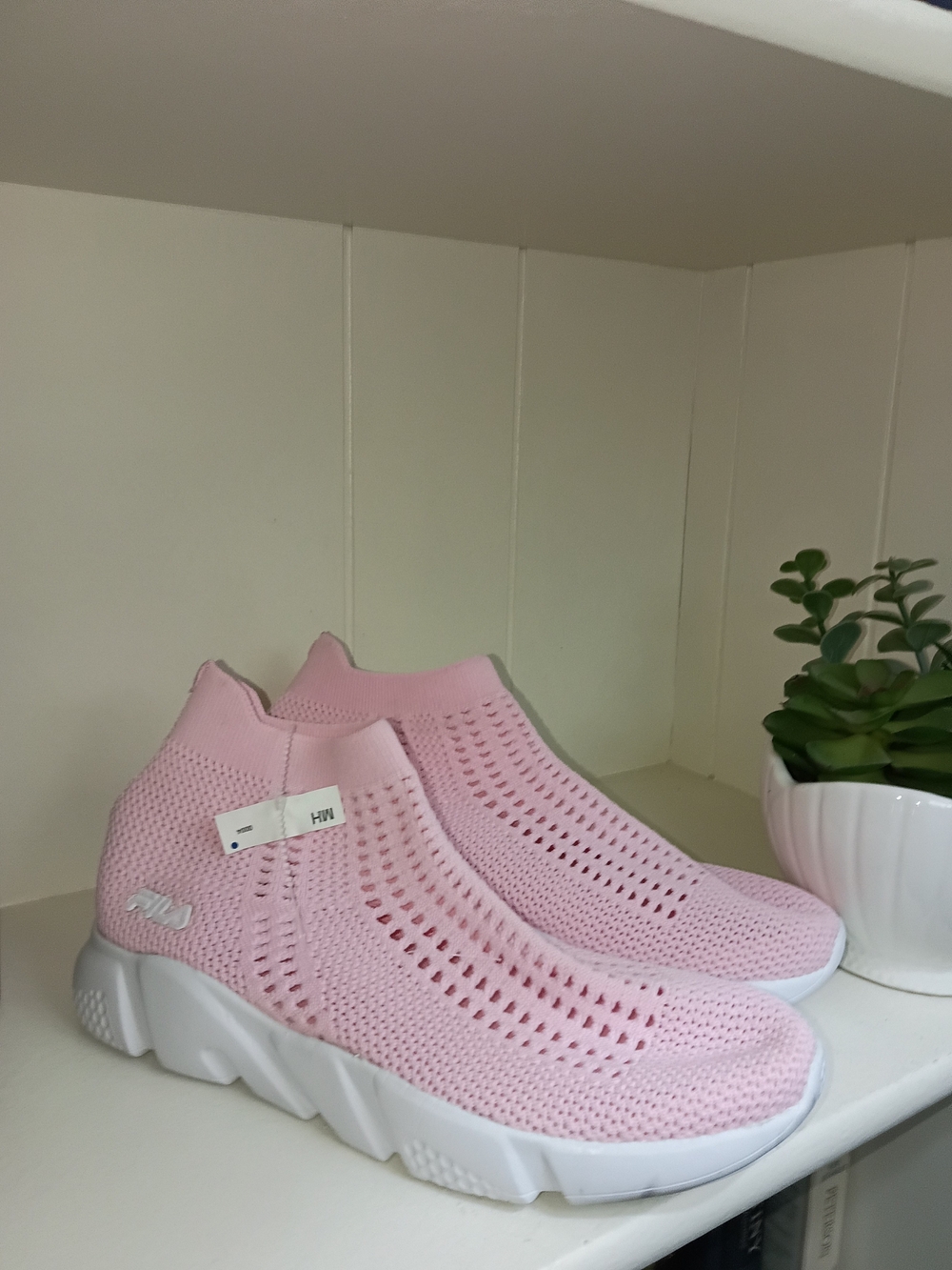 Fila Pink Knit Slip-On Sneakers with White Sole